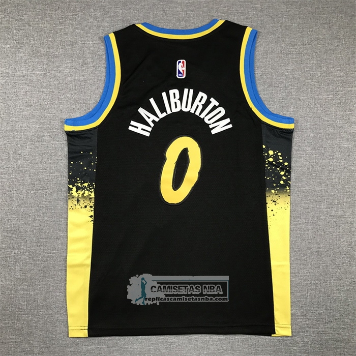 Camiseta Nino Indiana Pacers Tyrese Haliburton NO 0 2023-24 Ciudad Negro